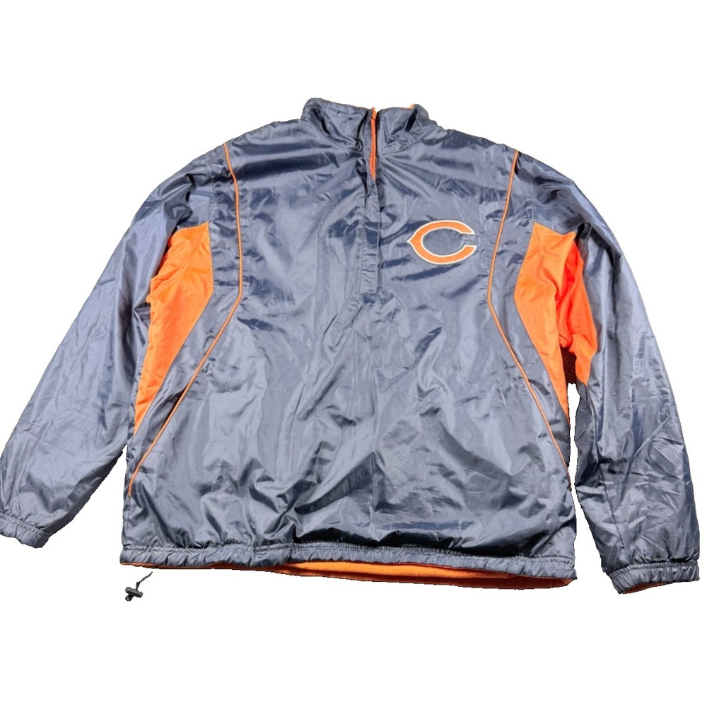 Chicago Bears Reversible Jacket Mens L NFL Team Apparel Fleece Windbreaker